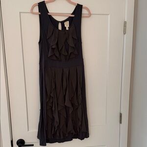 Anthropologie Charcoal Ruffle Midi Dress